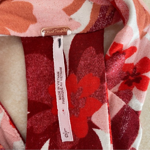 Free People Mimi Pink Red Floral Ruched Beachy Flowy Maxi Dress 37625 - Picture 12 of 14